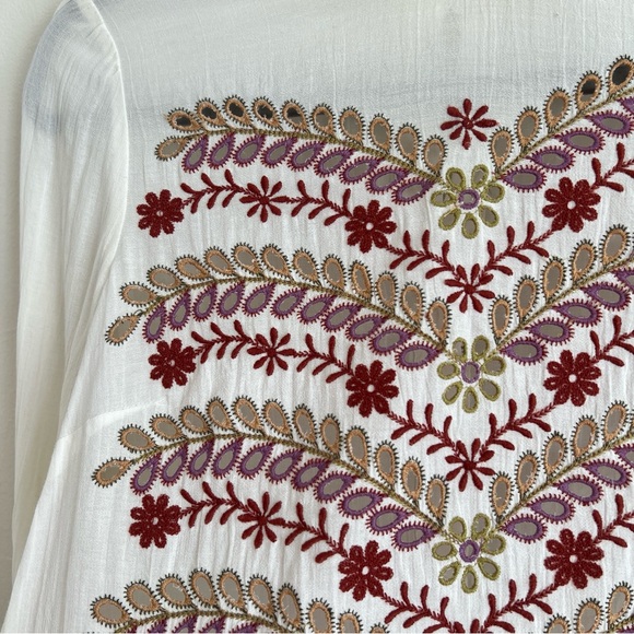 Anthropologie Meadow Rue Daphne Embroidered Blouse Ivory Size 2 - Picture 2 of 5